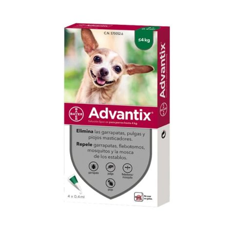 Advantix perros menos de 4kg 4 unidades a 24.95€