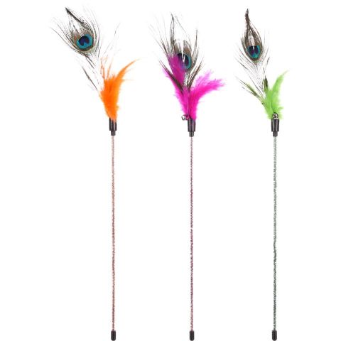 Caña de pescar glitty+plumas de pavo real