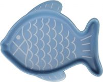 Comedero cerámica para gato en forma de pez Azul