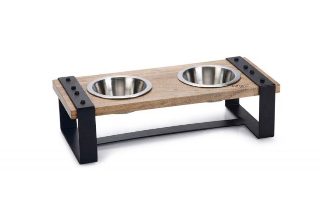 Platos perro de madera KARINT 44x19x15cm   2x350ml