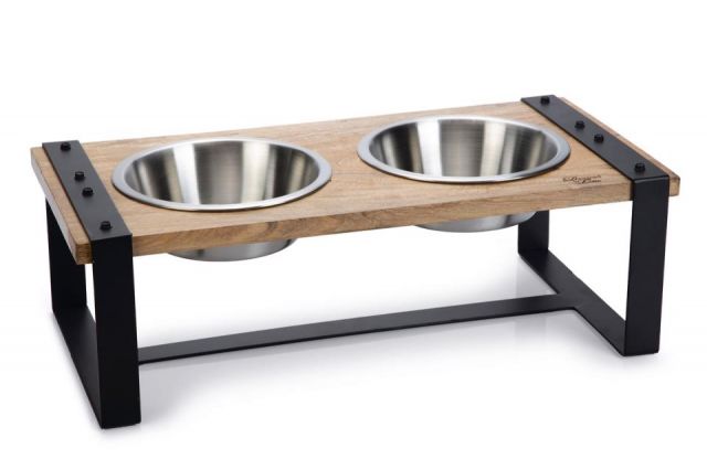 Platos perro de madera KARINT 56x28x18cm 2x1300ml