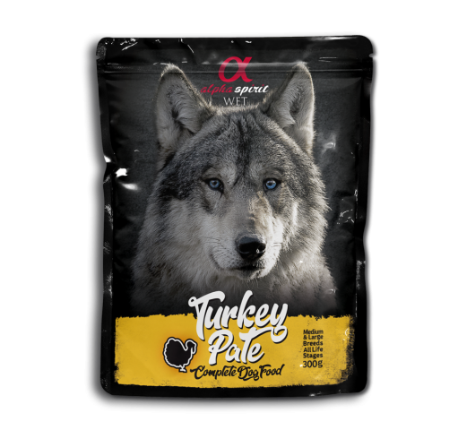 ALPHA SPIRIT WET DOG POUCH PATÉ DE PAVO 300GR