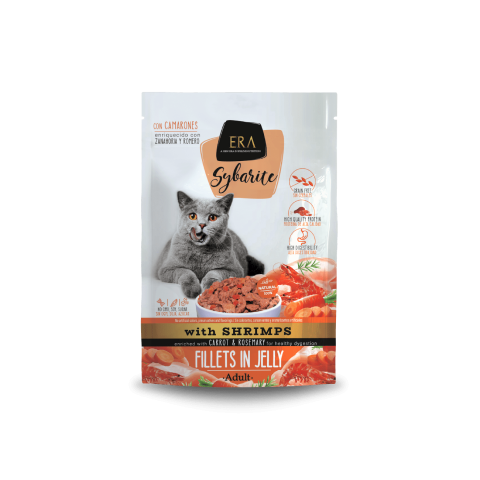 Era Sybarite ADULT cat fillets in jelly con GAMBAS