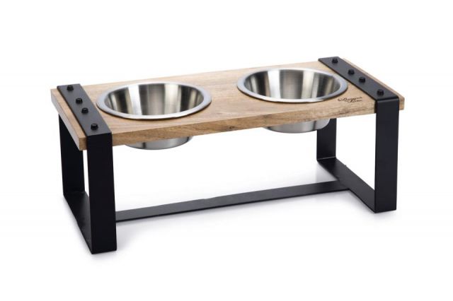 Platos perro de  madera KARINT 48x22x18cm  2x650ml